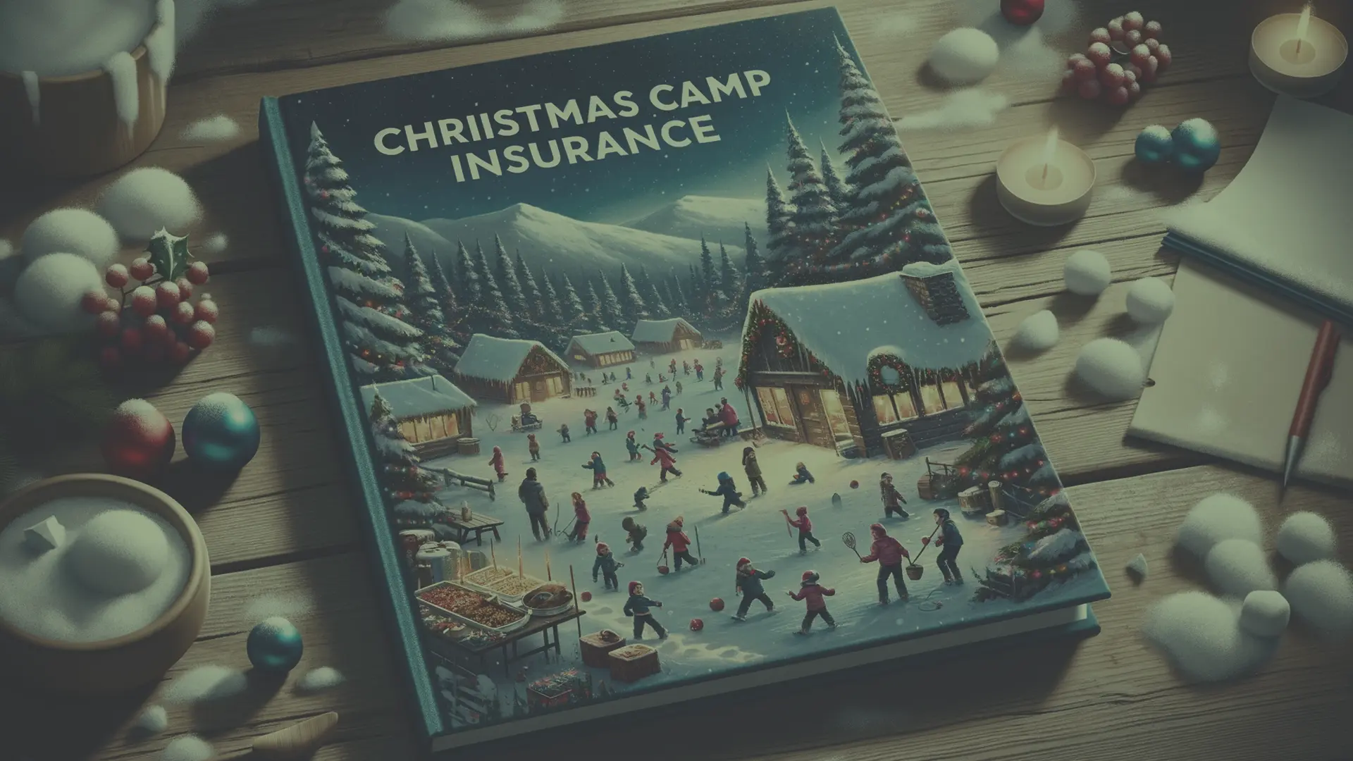 un cuaderno donde pone "seguro para campamentos de navidad"