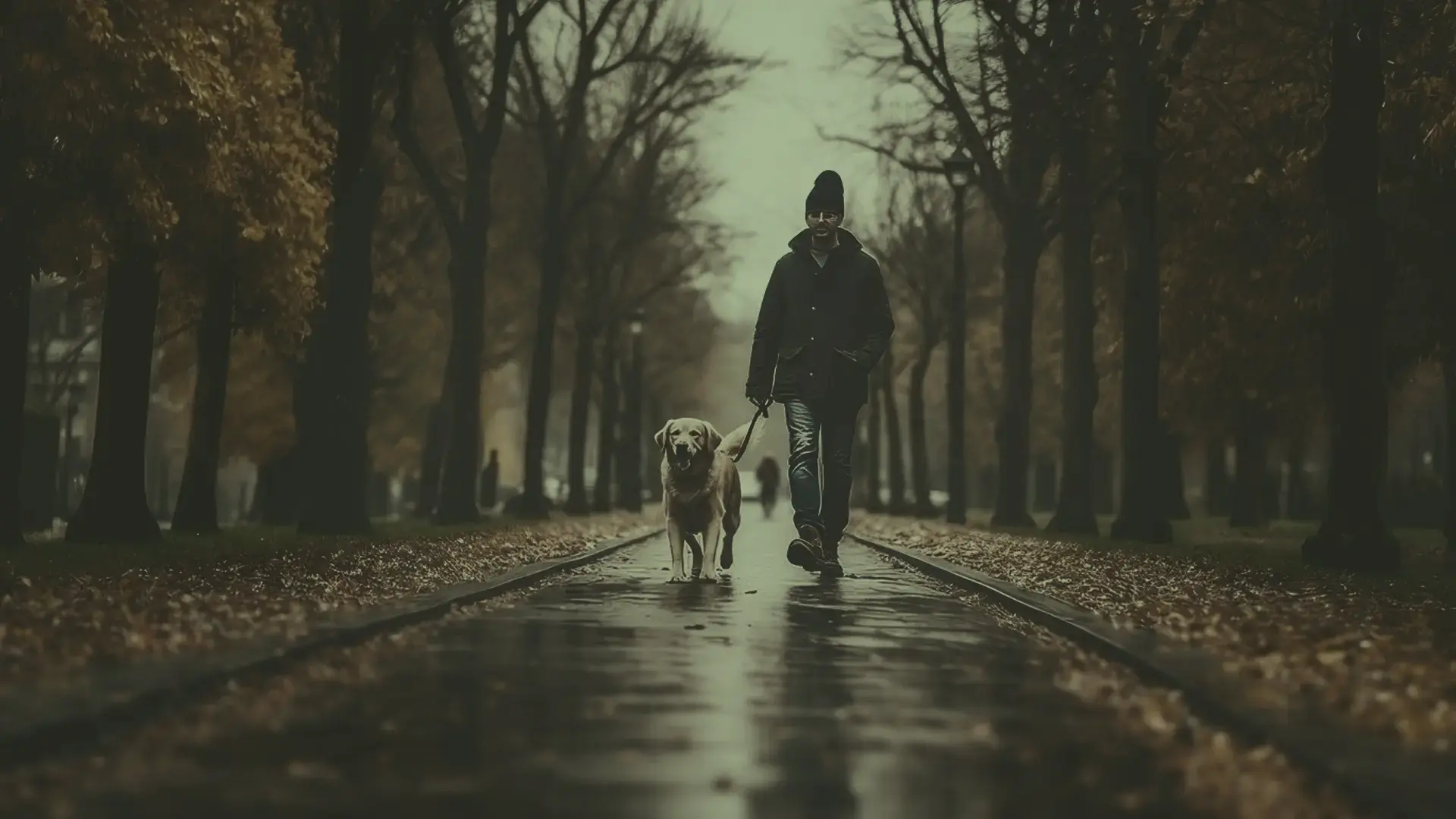 un chico paseando a su perro en un lugar seguro